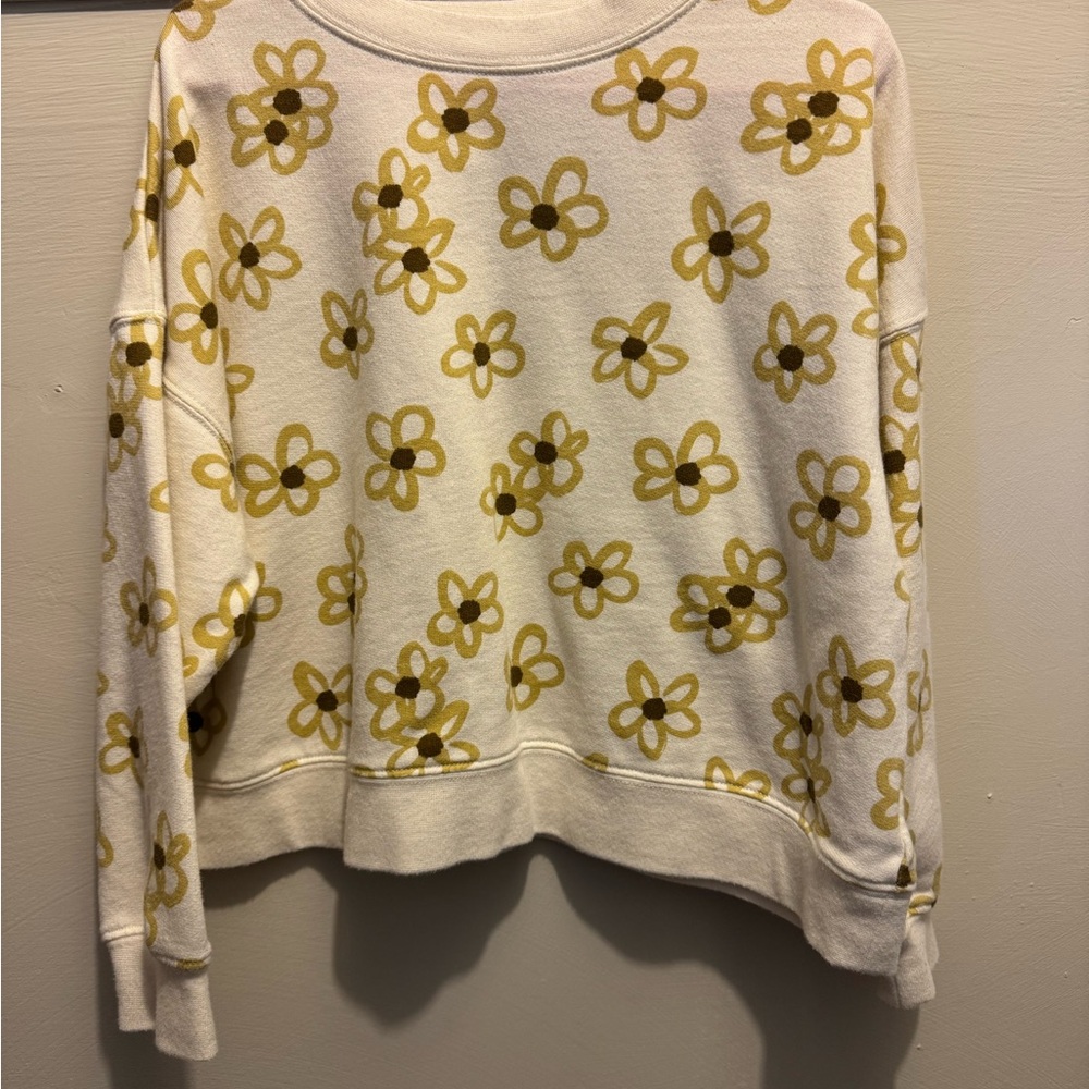 Rylee + Cru Cream and Gold Floral Kids Sweater